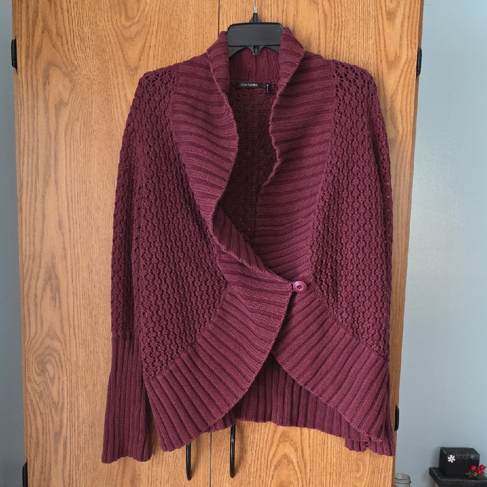 Daisy Fuentes Rich Burgundy Knit Cardigan
